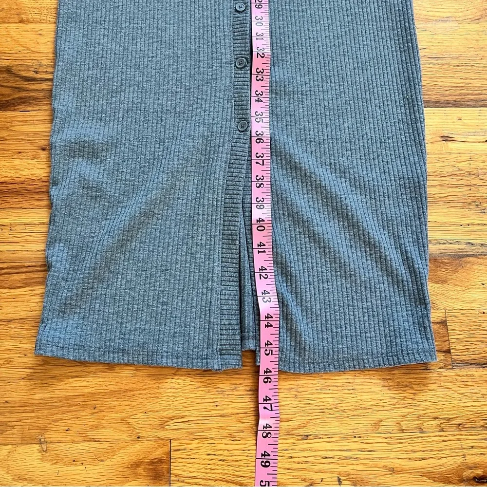 Bar III Gray Ribbed Midi Button UP Dress Y2K Minimalist Casual S/M - Picture 6 of 9